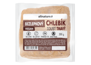 ALLNATURE Bezlepkový toastový chlebík tmavý čerstvý 300 g