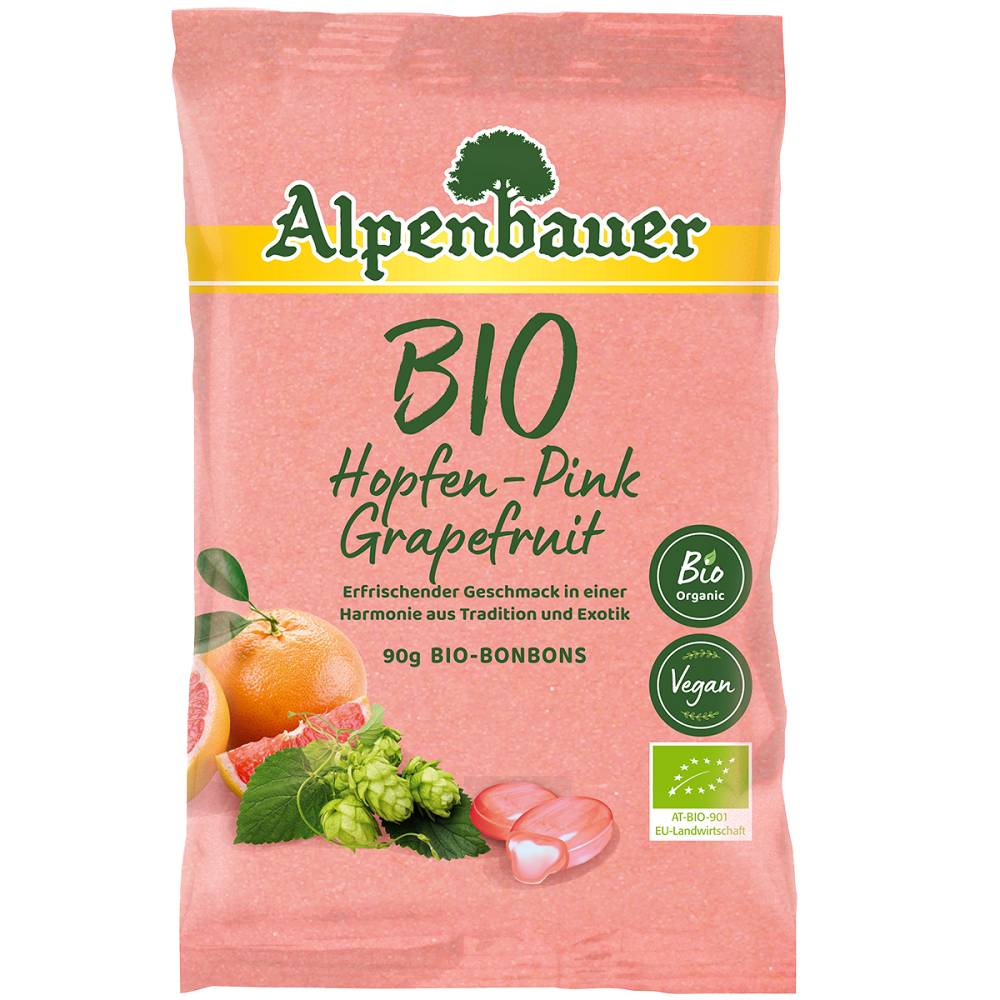 ALPENBAUER Přírodní bonbóny růžový grapefruit BIO 90 g