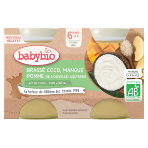 BABYBIO Brassé z kokosového mléka mango jablko 2x130 g