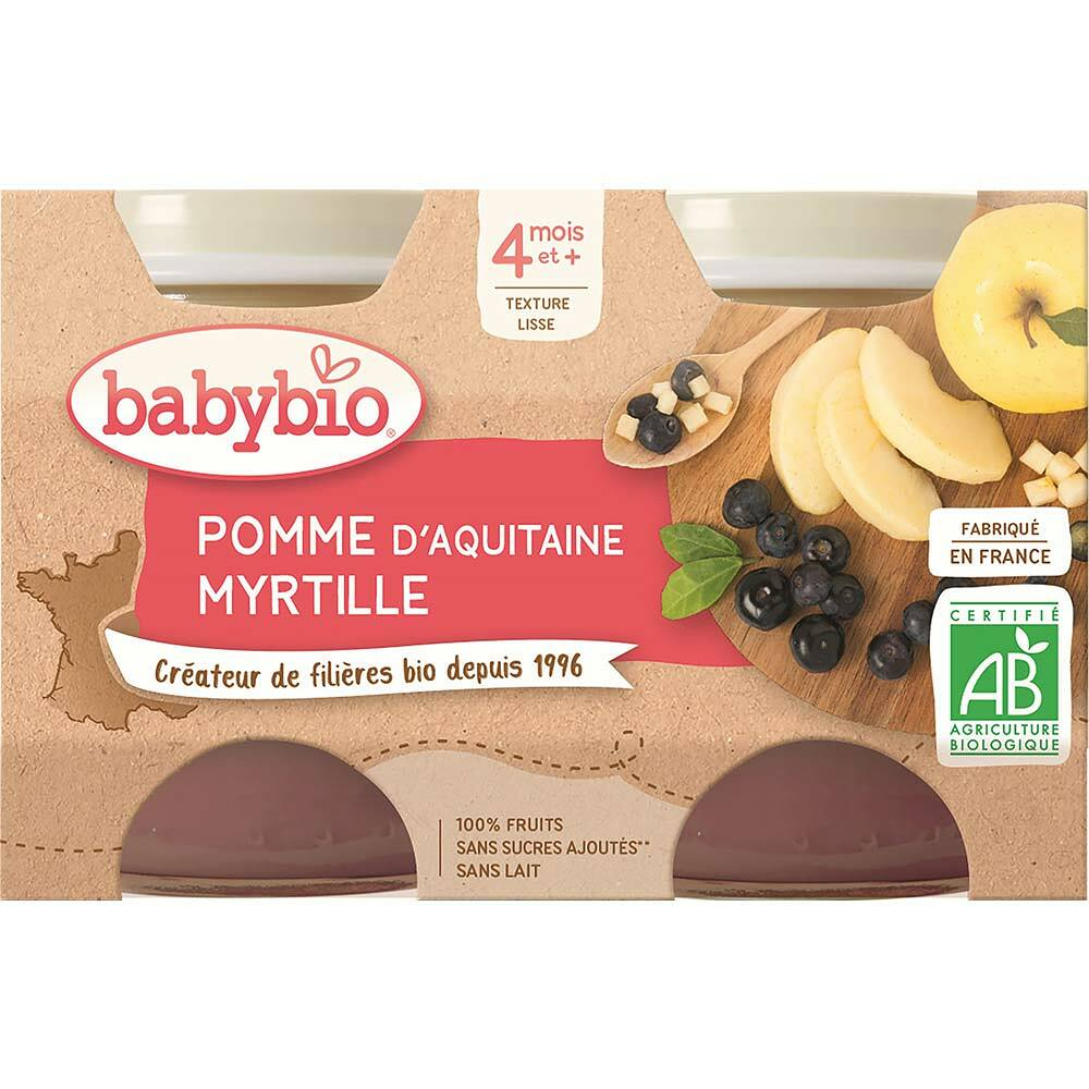 BABYBIO Jablko a borůvky 2x130 g