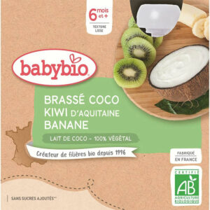 BABYBIO Svačinka s kokosovým mlékem - Kiwi a banán 4 x 85 g