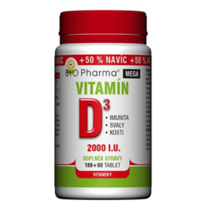 BIO PHARMA Vitamín D3 mega 2000 I.U. 180+90 tablet