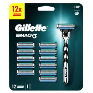 GILLETTE Mach3 Holící strojek + Náhradní hlavice 12 ks