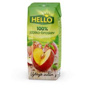 HELLO 100% jablečná šťáva broskev 250 ml x 18 kusů