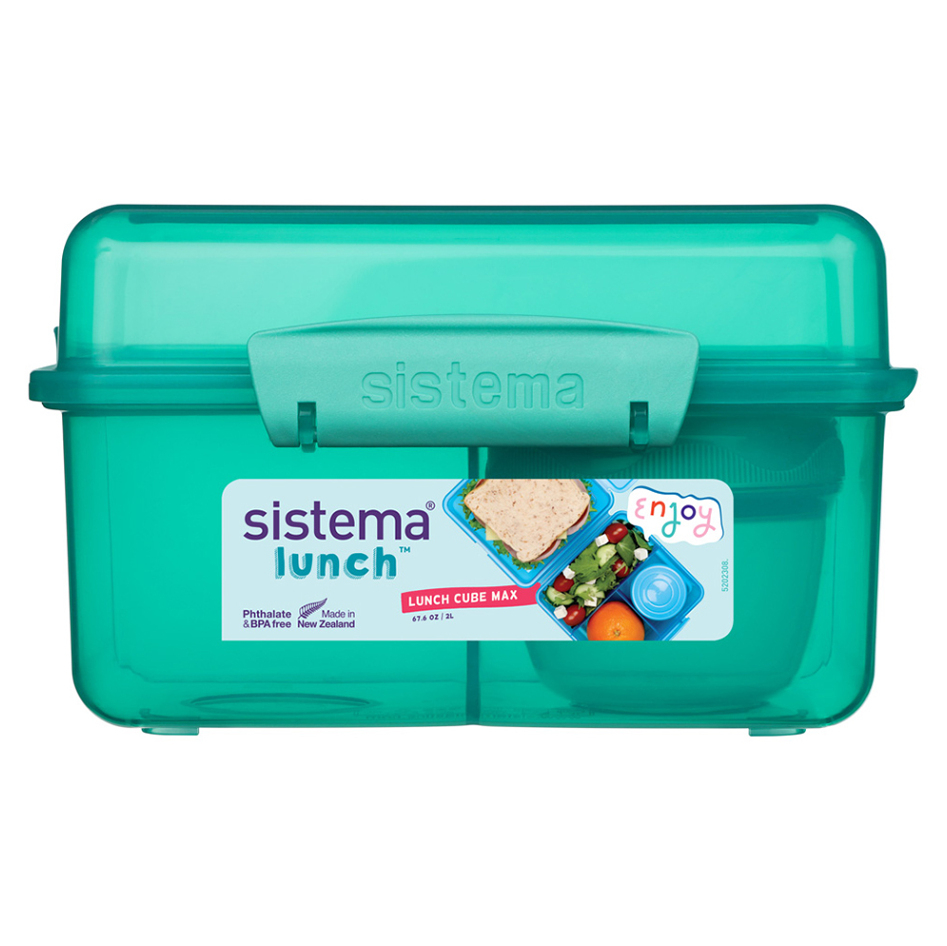 SISTEMA Lunch Krabička 3 komory + kelímek (víčko) zelená 2 l